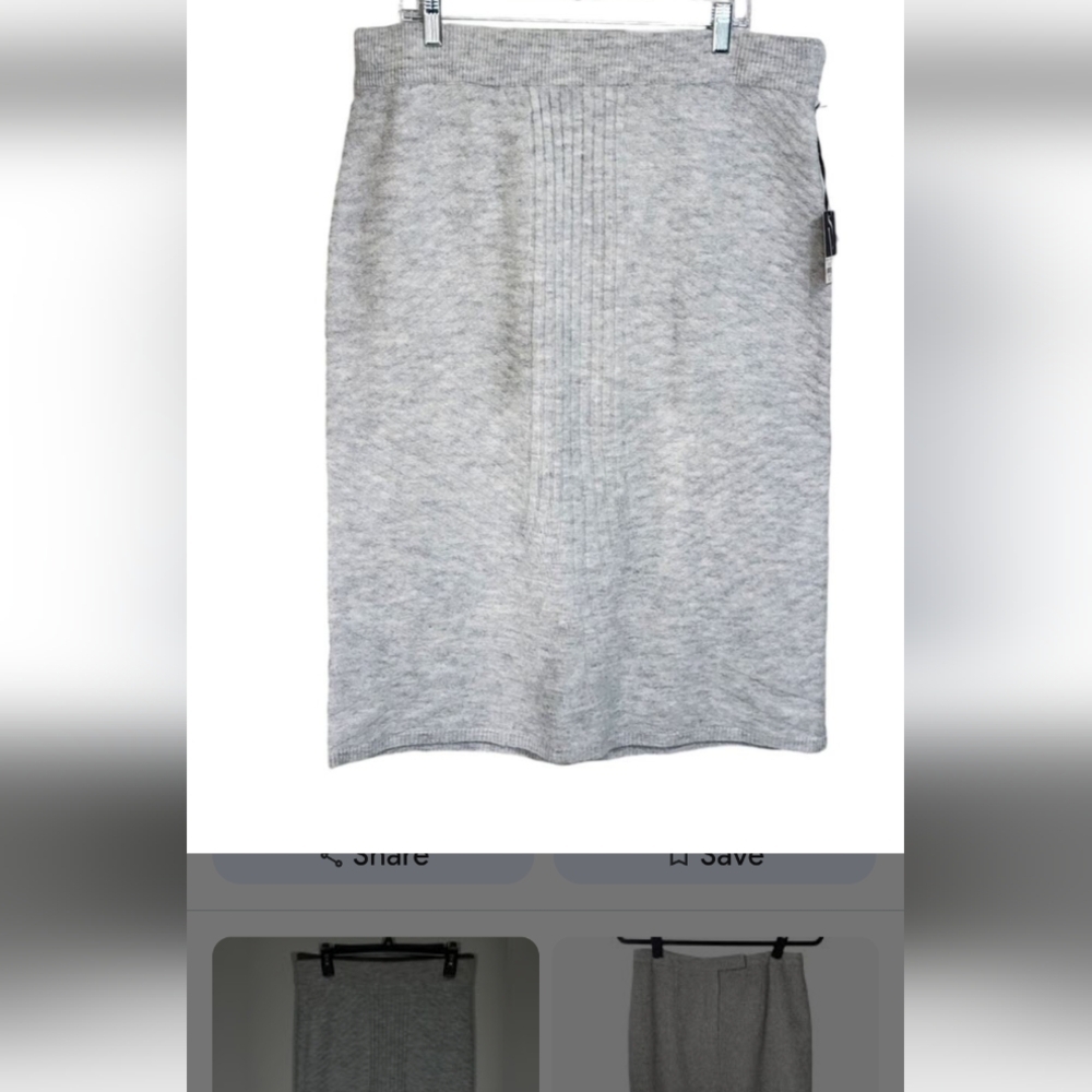 Simply Vera Gray Knit Skirt NWT A-Line Size LARGE